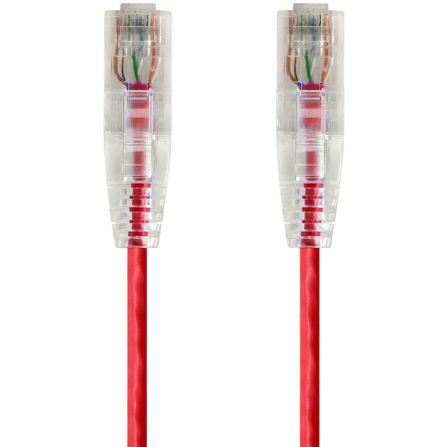 Monoprice SlimRun Cat6 28AWG UTP Ethernet Network Cable, 1ft Red - 14793
