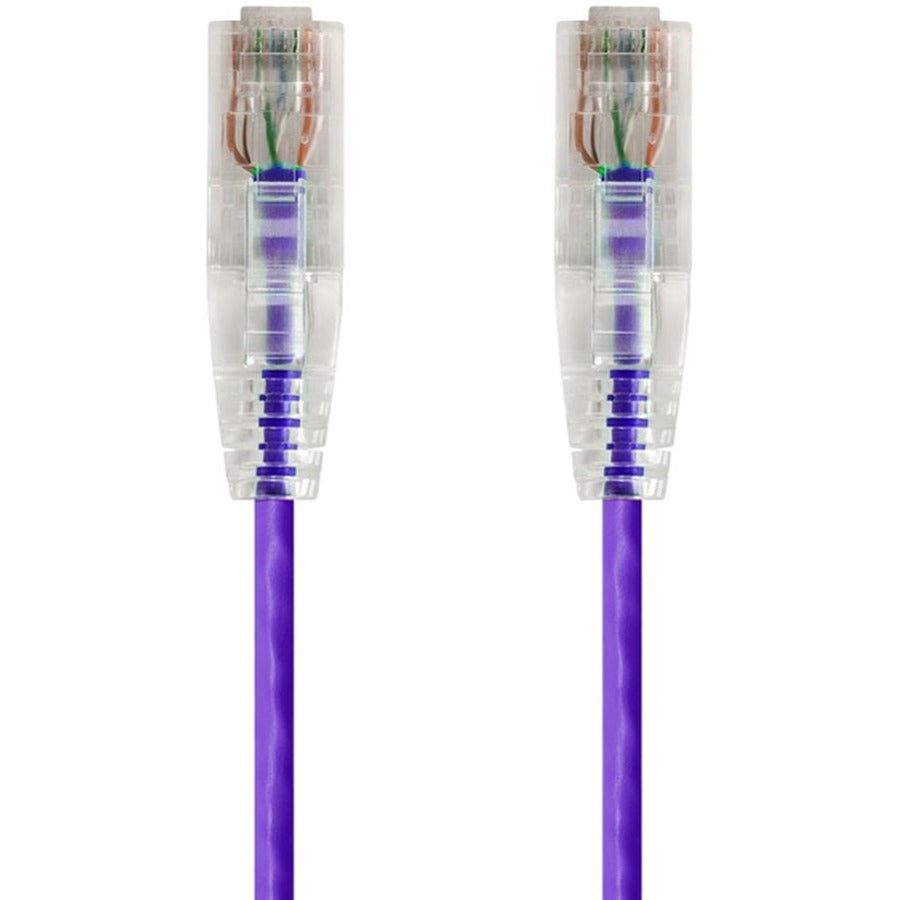 Monoprice SlimRun Cat6 28AWG UTP Ethernet Network Cable, 1ft Purple - 14796