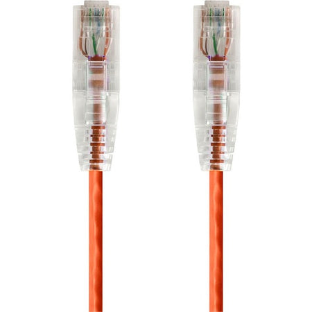 Monoprice SlimRun Cat6 28AWG UTP Ethernet Network Cable, 1ft Orange - 14794