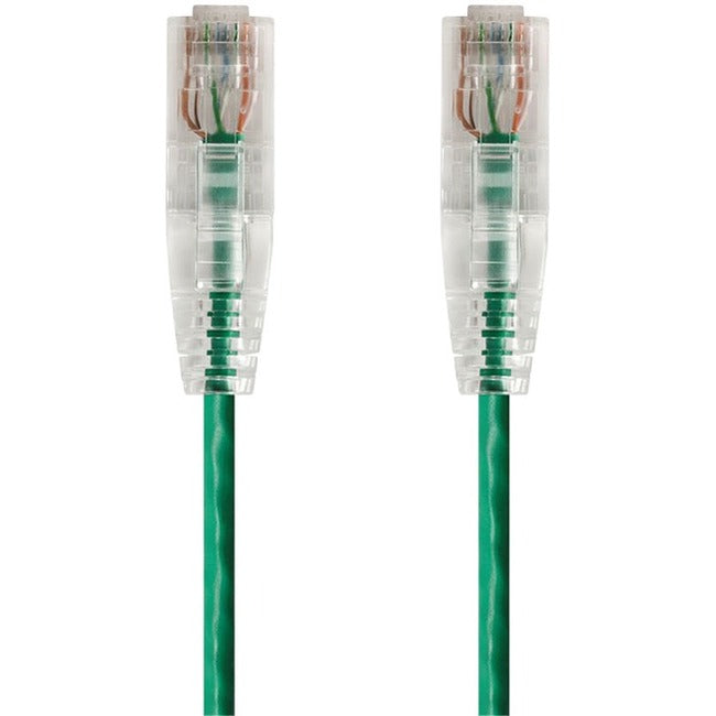 Monoprice SlimRun Cat6 28AWG UTP Ethernet Network Cable, 1ft Green - 14795