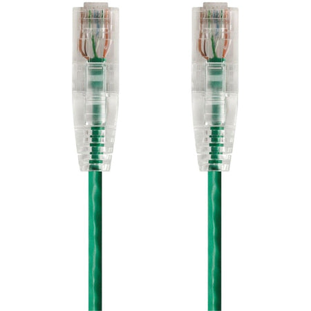 Monoprice SlimRun Cat6 28AWG UTP Ethernet Network Cable, 1ft Green - 14795
