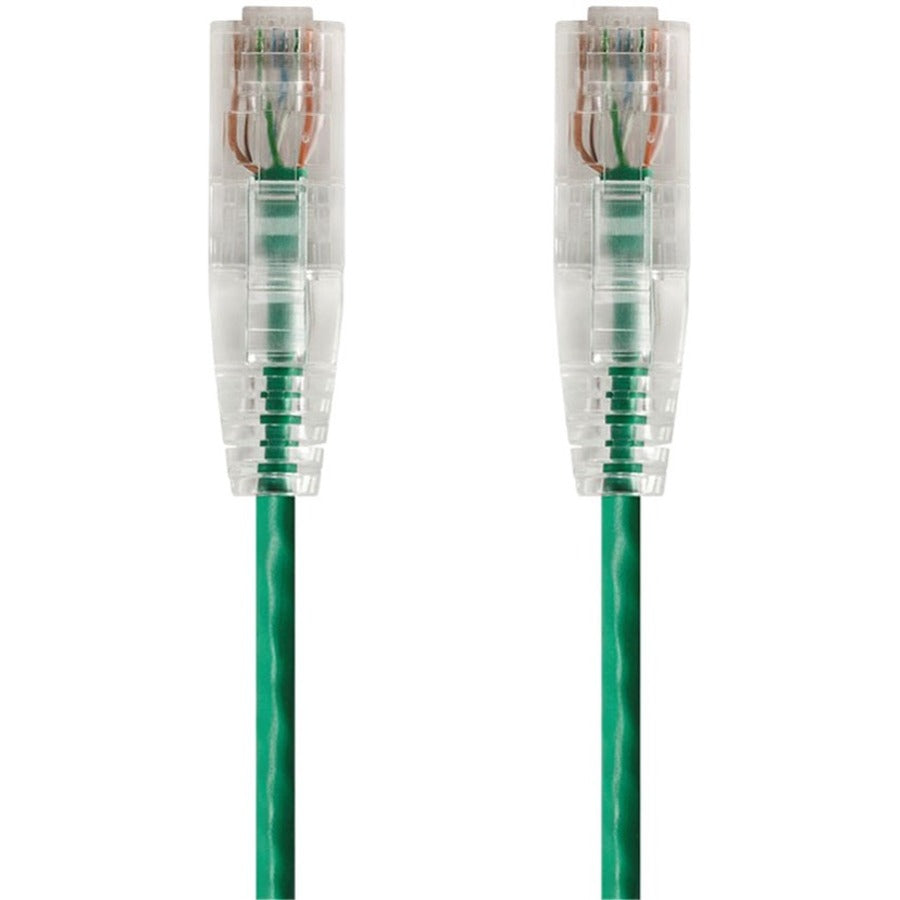 Monoprice SlimRun Cat6 28AWG UTP Ethernet Network Cable, 1ft Green - 14795