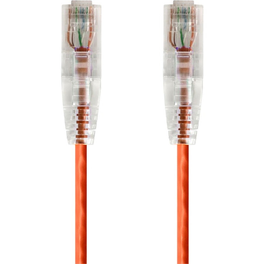 Monoprice SlimRun Cat6 28AWG UTP Ethernet Network Cable, 14ft Orange - 14823