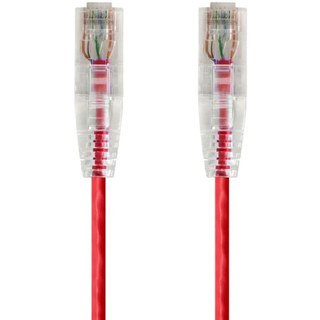 Monoprice SlimRun Cat6 28AWG UTP Ethernet Network Cable, 10ft Red - 14818