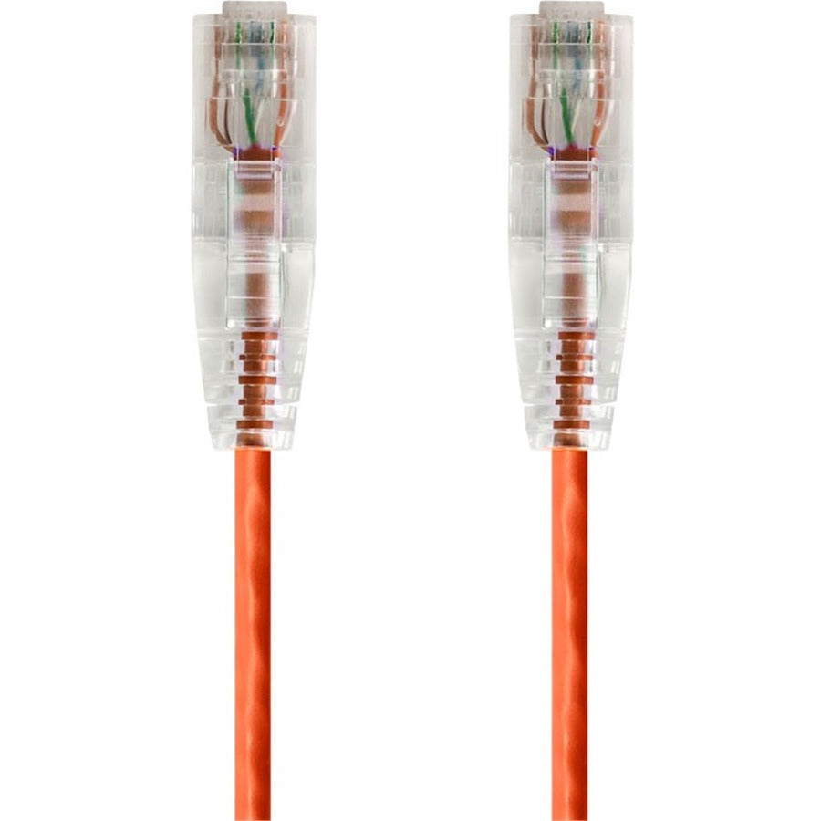 Monoprice SlimRun Cat6 28AWG UTP Ethernet Network Cable, 10ft Orange - 14819
