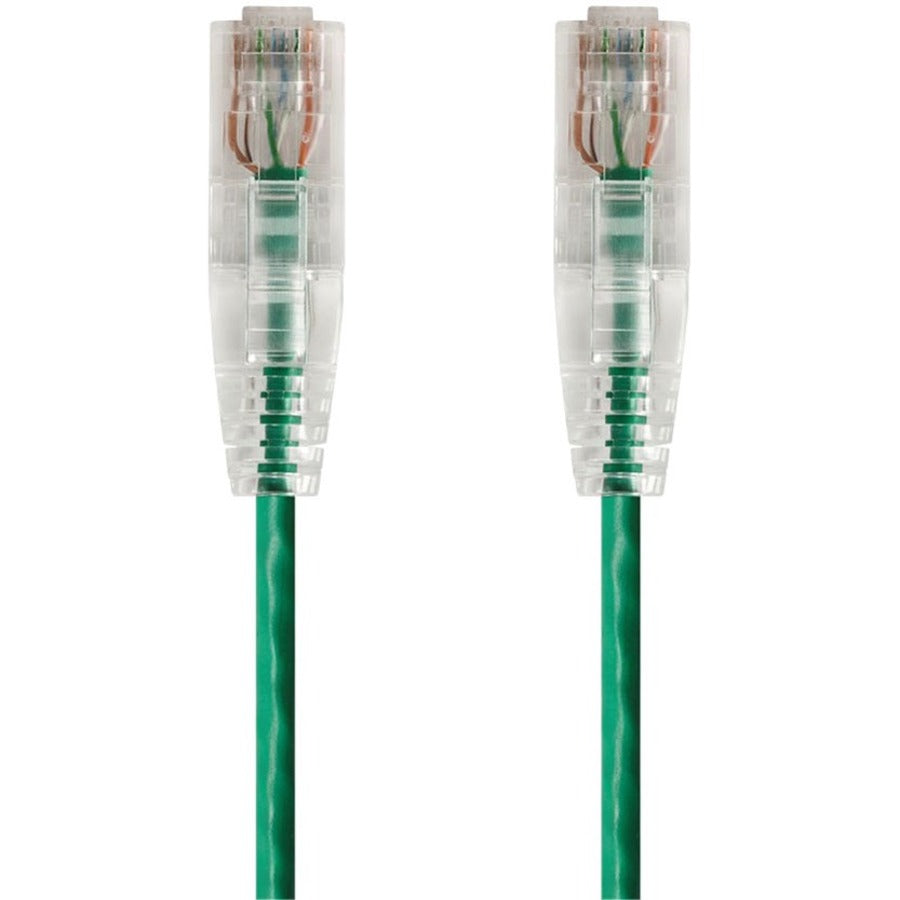 Monoprice SlimRun Cat6 28AWG UTP Ethernet Network Cable, 10ft Green - 14820