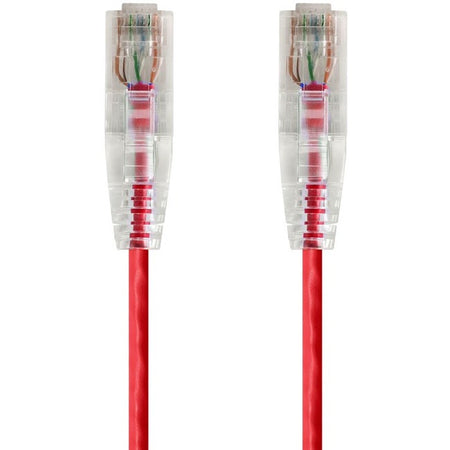 Monoprice SlimRun Cat6 28AWG UTP Ethernet Network Cable, 0.5ft Red - 14785