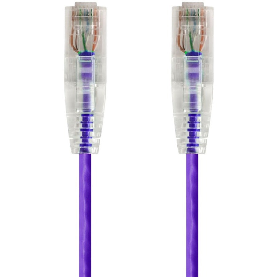 Monoprice SlimRun Cat6 28AWG UTP Ethernet Network Cable, 0.5ft Purple - 14788
