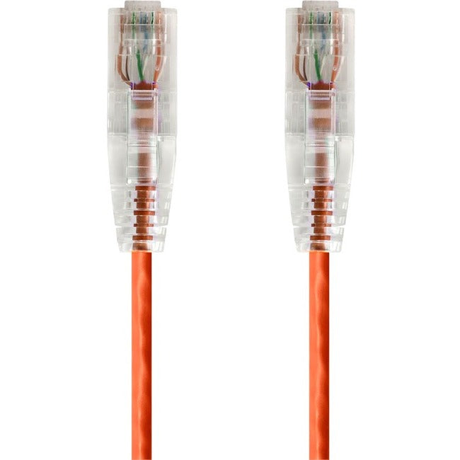 Monoprice SlimRun Cat6 28AWG UTP Ethernet Network Cable, 0.5ft Orange - 14786