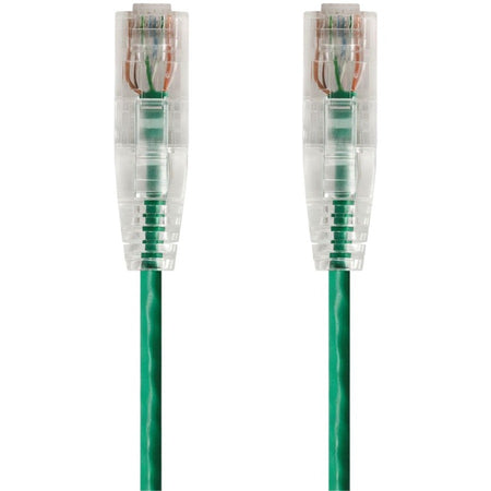 Monoprice SlimRun Cat6 28AWG UTP Ethernet Network Cable, 0.5ft Green - 14787