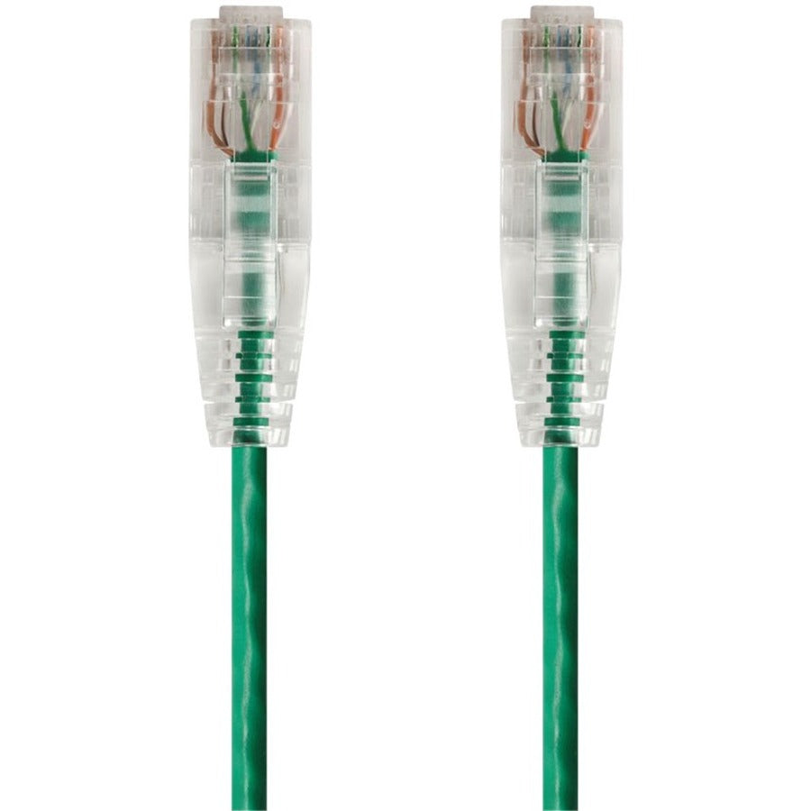 Monoprice SlimRun Cat6 28AWG UTP Ethernet Network Cable, 0.5ft Green - 14787