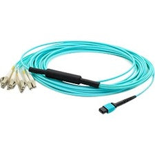 AddOn 4m MPO (Female) to 8xLC (Male) 8-Strand Aqua OM4 Fiber Fanout Cable - ADD-MPO-4LC4M5OM4