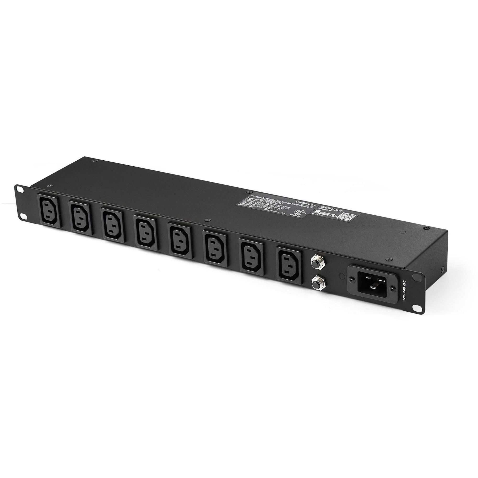 StarTech.com 1U 19" 8 Port Rack Mount PDU, IEC C13 Socket Rackmount Power Supply/ Strip, Horizontal Server Rack PDU 16A 240V - PDU08C13H