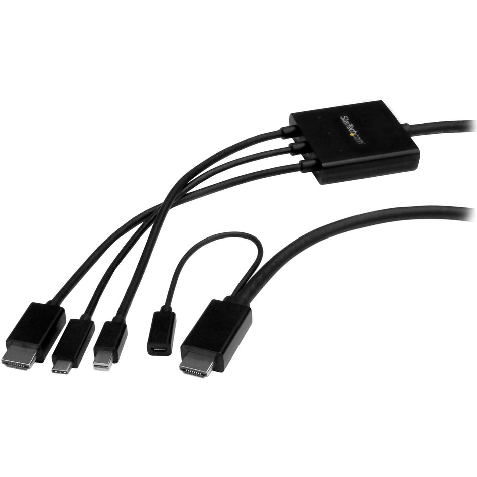 StarTech.com USB-C HDMI Cable Adapter - 6 ft / 2m - 4K - Thunderbolt Compatible - HDMI / USB C / Mini DisplayPort to HDMI Cable - CMDPHD2HD