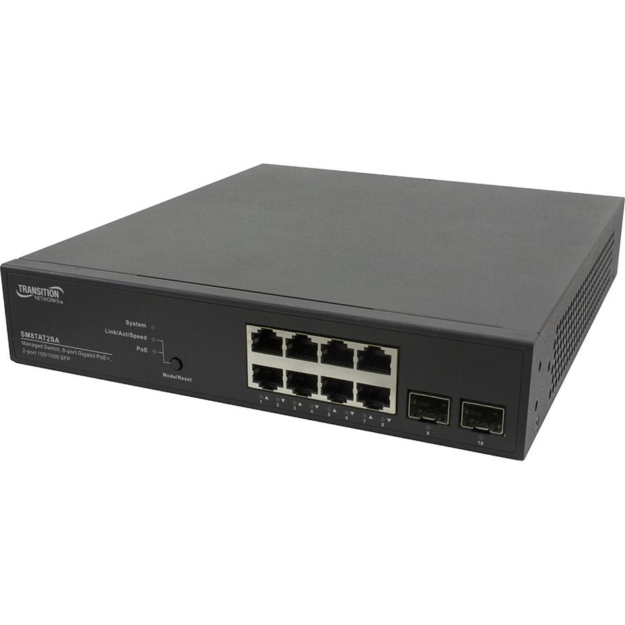 Transition Networks Smart Managed PoE+ Switch - SM8TAT2SA-NA