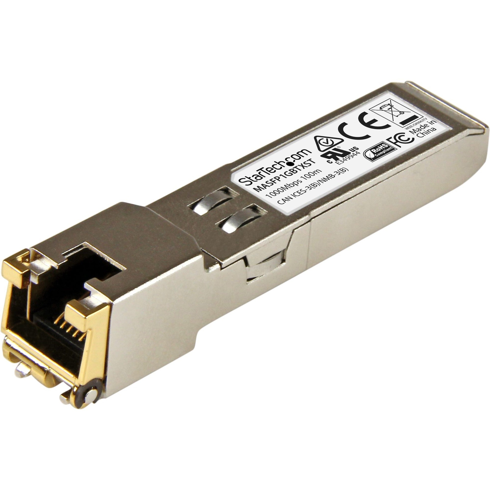 StarTech.com Cisco Meraki MA-SFP-1GB-TX Compatible SFP Module - 1000BASE-T - 10/100/1000 Mbps SFP to RJ45 Cat6/Cat5e Transceiver - 100m - MASFP1GBTXST