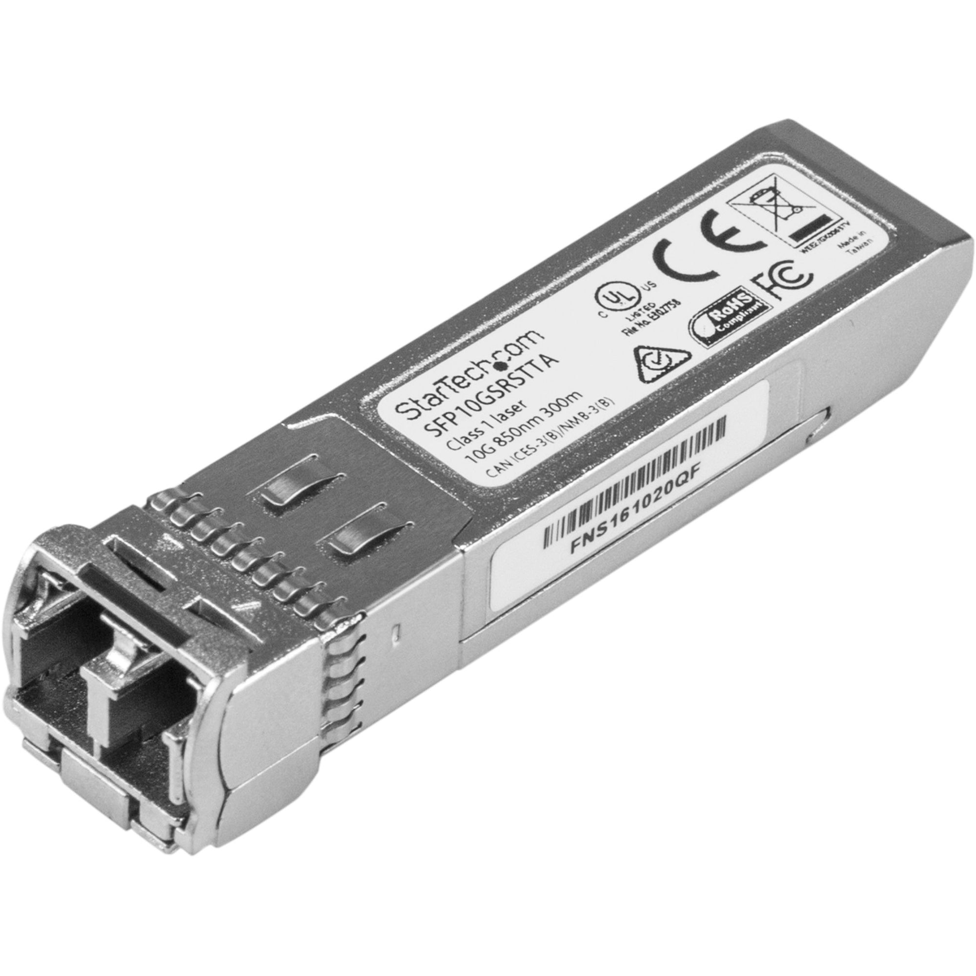 StarTech.com Cisco SFP-10G-SR-S Comp. SFP+ Module - 10GBASE-SR - 10GE Gigabit Ethernet SFP+ 10GbE Multimode Fiber MMF Optic Transceiver - SFP10GSRSTTA