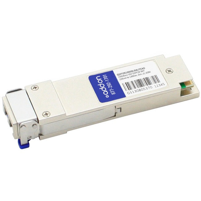 AddOn MSA and TAA Compliant 100GBase-LR4 QSFP28 Transceiver (SMF, 1295nm to 1309nm, 2km, LC, DOM) - QSFP28100GBLR4LITEAO