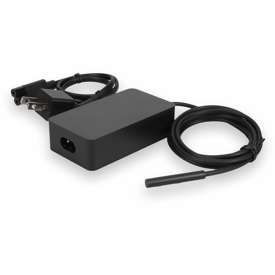 AddOn Microsoft Q4Q-00001 Compatible 65W 15V at 4A Black Magnetic Tip Laptop Power Adapter and Cable - Q4Q-00001-AA