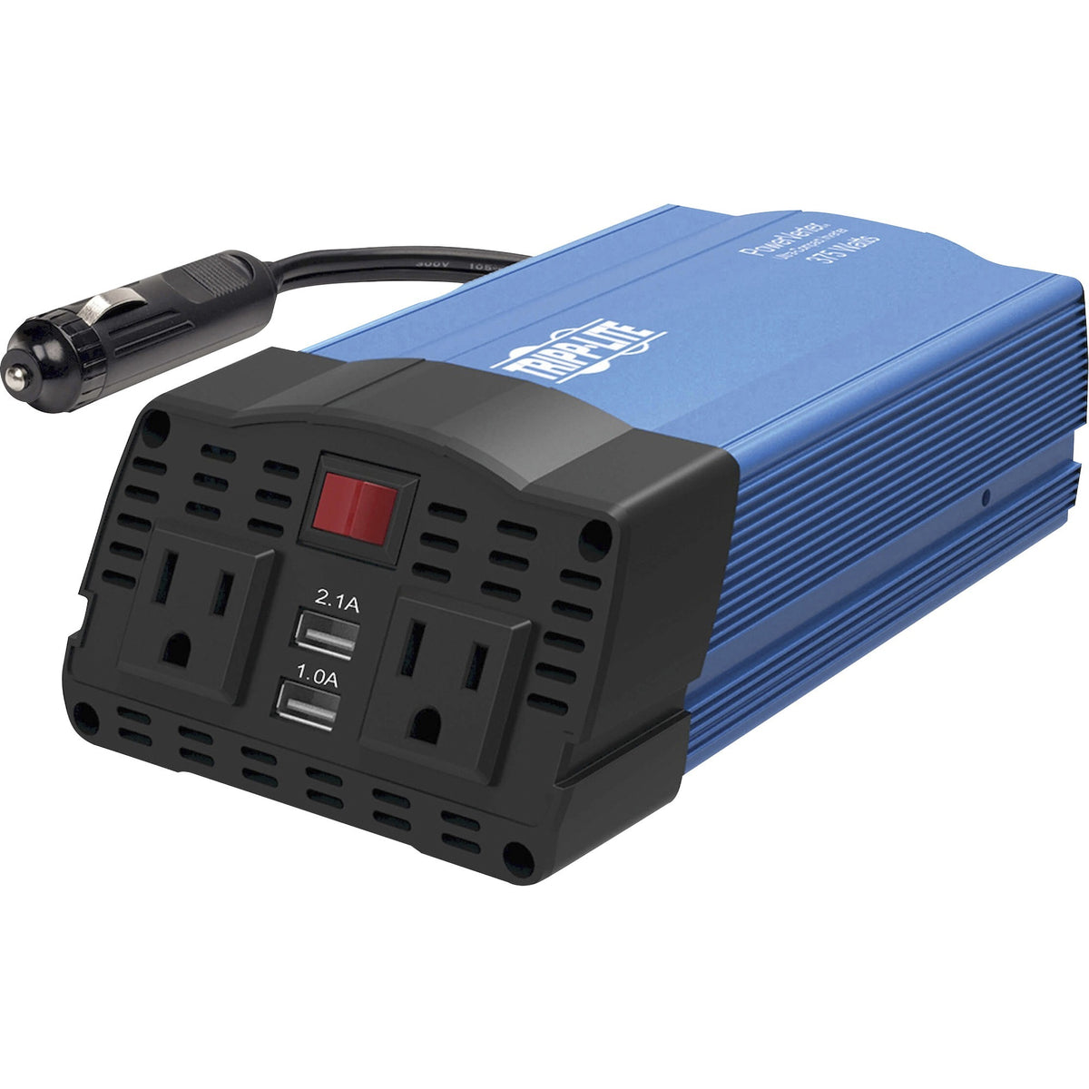 Eaton Tripp Lite Series 375W PowerVerter Ultra-Compact Car Inverter with 2 AC Outlets, 2 USB Charging Ports and Battery Cables - PV375USB