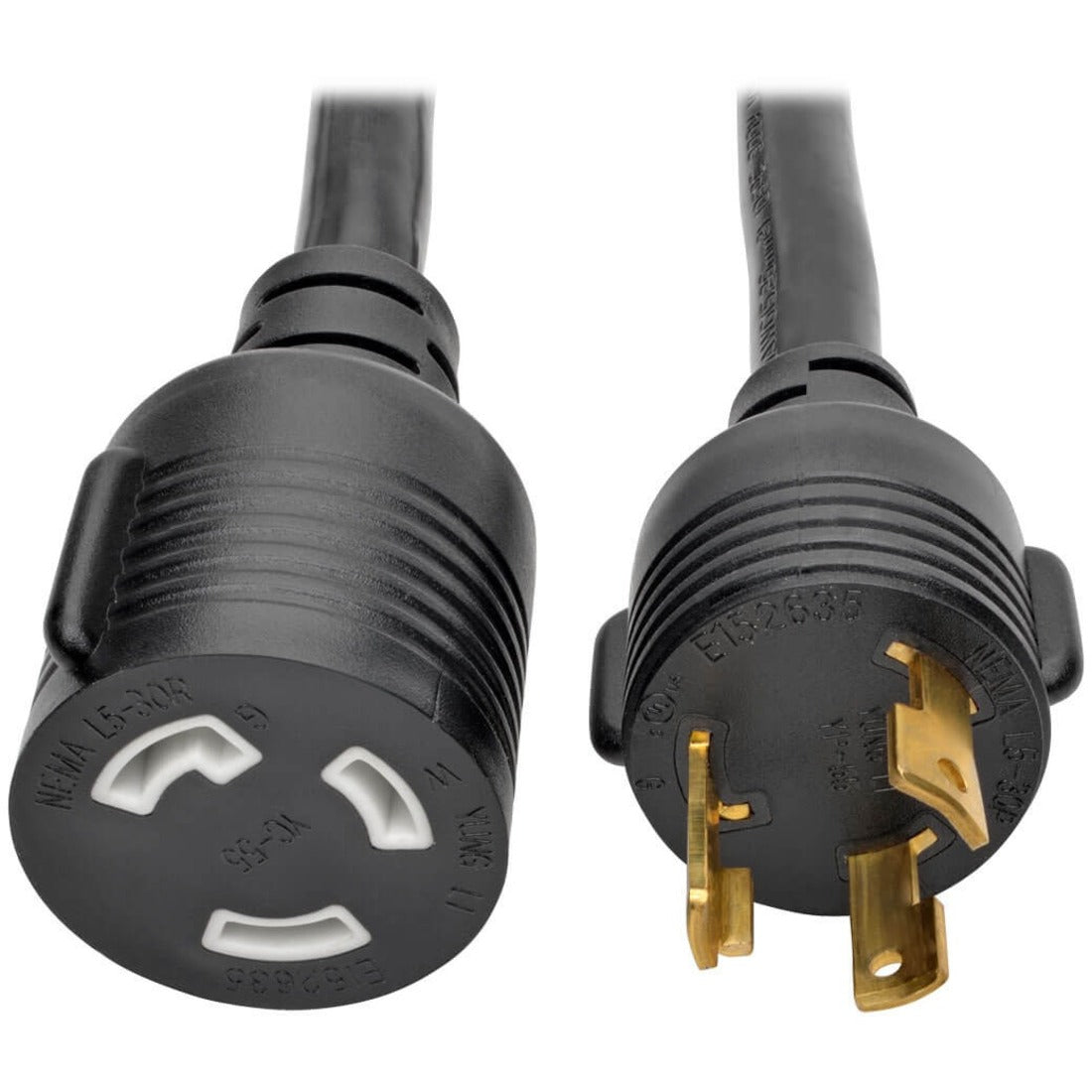 Tripp Lite by Eaton Power Extension Cord NEMA L5-30P to NEMA L5-30R- Heavy-Duty 30A 125V 10 AWG 15 ft. (4.57 m) Black Locking Connectors - P046-015-LL-30A