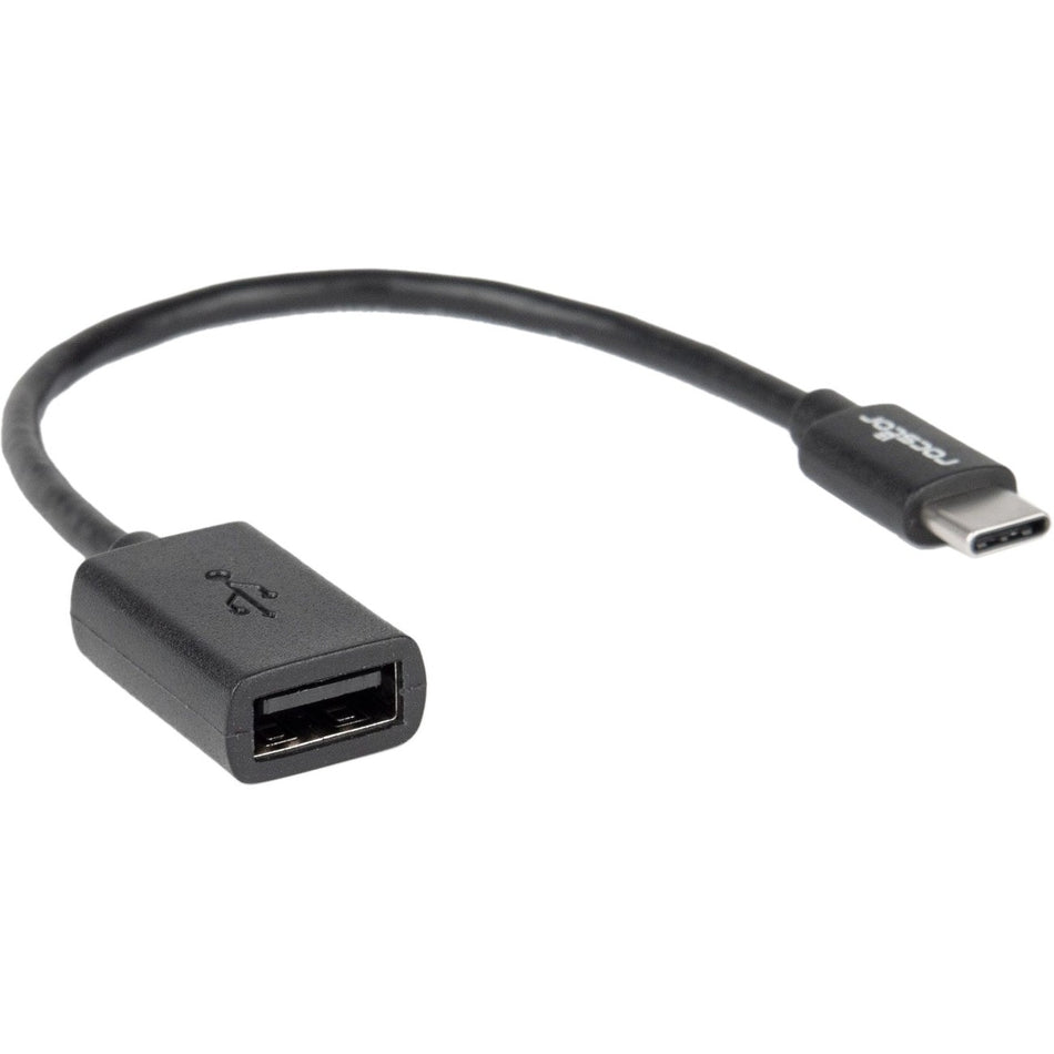 Rocstor Premium 6" USB-C to USB-A Adapter M/F - USB 2.0 - USB Type C to A Converter - For use of USB C devices such as Macbook Pro, MacBook, Chromebook, and other USB-C devices - 1 Pack - 1 x USB Type C Male - 1 x USB Type A Female - Black Adapter - Y10C142-B1