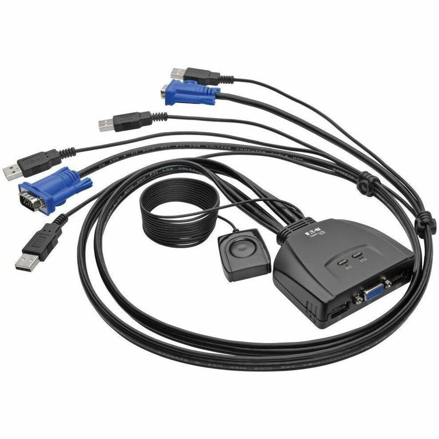 Eaton Tripp Lite Series 2-Port USB/VGA Cable KVM Switch with Cables and USB Peripheral Sharing - B032-VU2