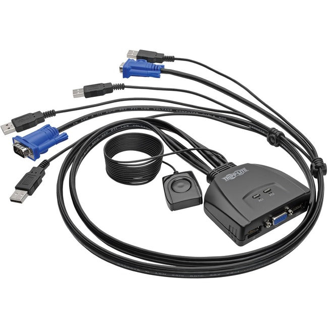 Tripp Lite by Eaton 2-Port USB/VGA Cable KVM Switch with Cables and USB Peripheral Sharing - B032-VU2