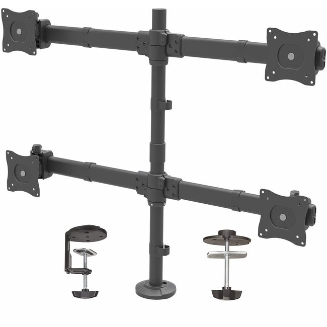 StarTech.com Desk Mount Quad Monitor Arm, 4 VESA Displays up to 27" (17.6lb/8kg), Ergonomic Height Adjustable Articulating Pole Mount - ARMQUAD