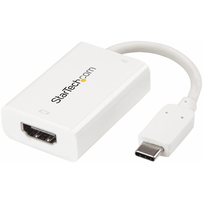 StarTech.com USB C to HDMI 2.0 Adapter 4K 60Hz with 60W Power Delivery Pass-Through Charging - USB Type-C to HDMI Video Converter - White - CDP2HDUCPW