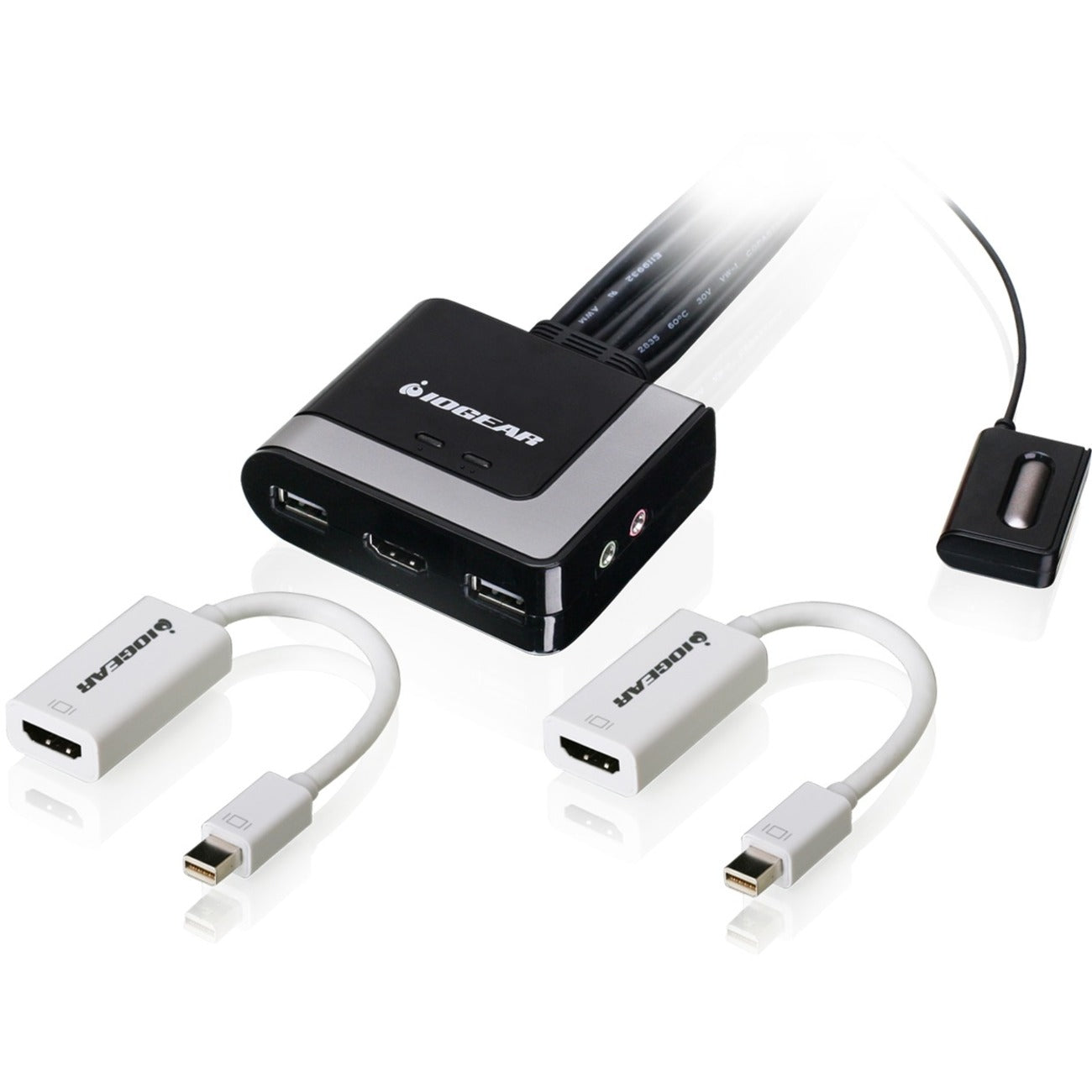 IOGEAR 2-Port HD Cable KVM with MiniDisplayPort Adapters Bundle - GCS62HMDPKIT