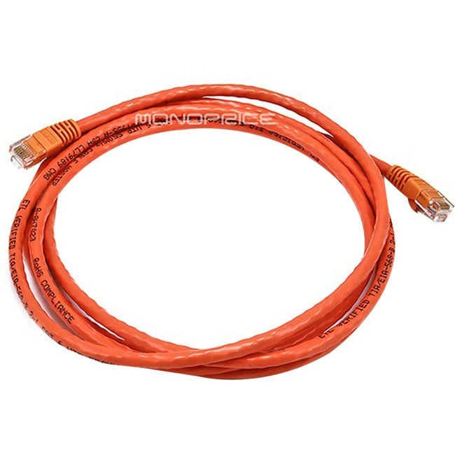 Monoprice 7ft 24AWG Cat6 500MHz Crossover Bare Copper Ethernet Network Cable - Orange - 2380