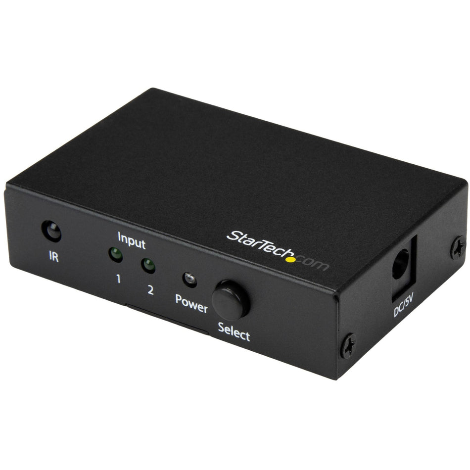 StarTech.com 2 Port HDMI Switch - 4K 60Hz - Supports HDCP - IR - HDMI Selector - HDMI Multiport Video Switcher - HDMI Switcher - VS221HD20