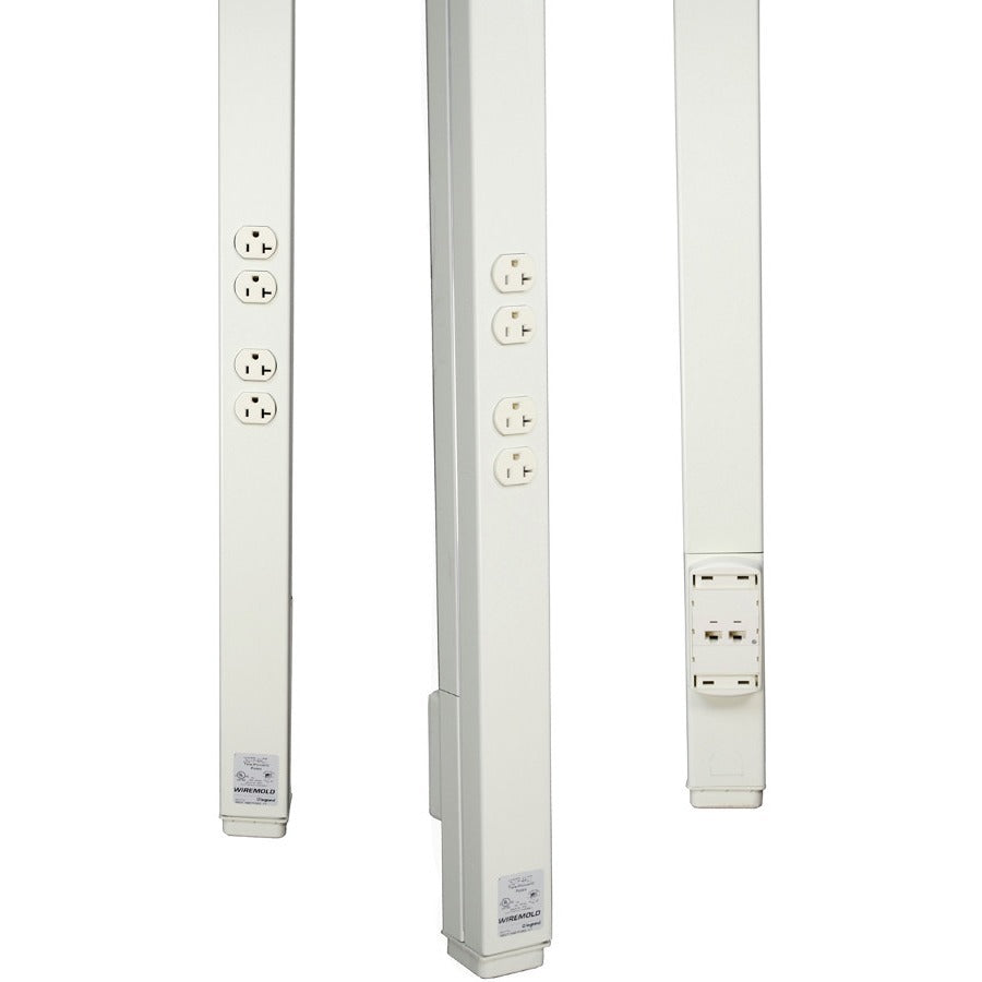 Wiremold 25DTP Series 10' Tele-Power Pole, With Communications Inserts, Ivory - 25DTP-4ACT