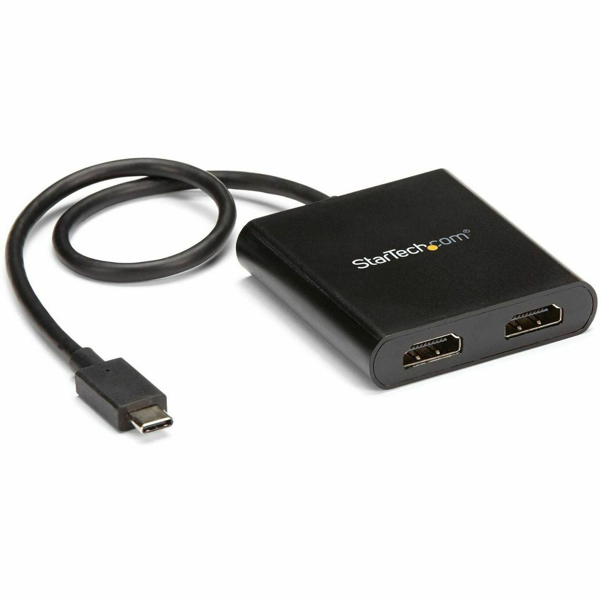 StarTech.com USB-C to Dual HDMI Adapter, USB Type-C Multi-Monitor MST Hub, Dual 4K 30Hz HDMI Laptop Display Extender/Splitter, Windows~ - MSTCDP122HD