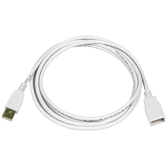Monoprice 6ft USB 2.0 A Male to A Female Extension 28/24AWG Cable (Gold Plated) - WHITE - 8606