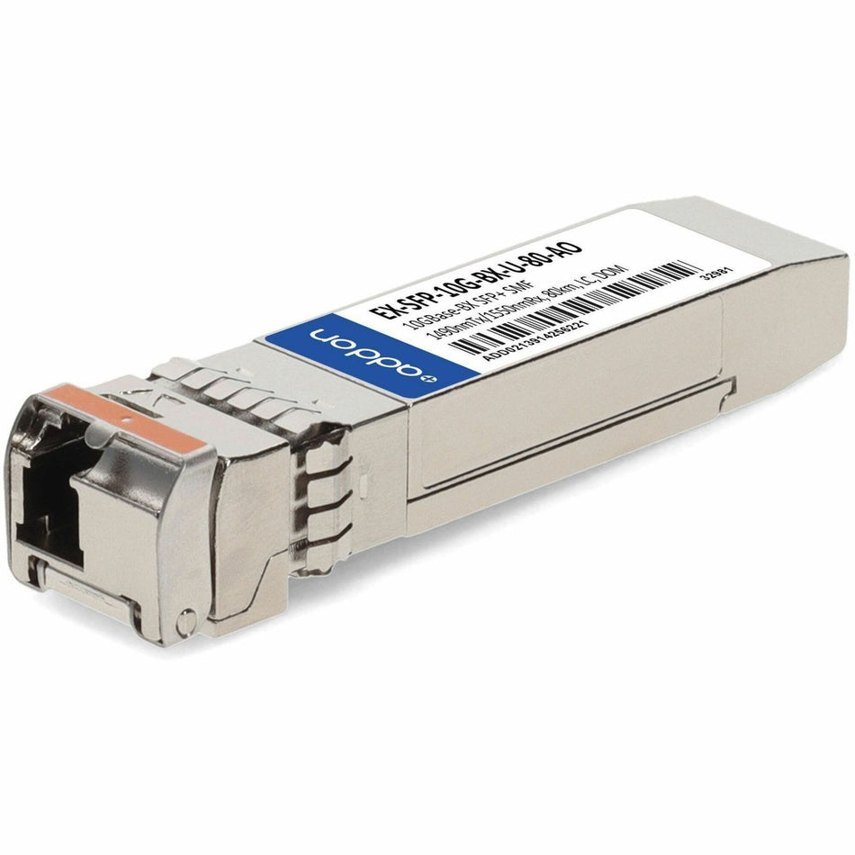 AddOn Juniper Networks EX-SFP-10G-BX-U-80 Compatible TAA Compliant 10GBase-BX SFP+ Transceiver (SMF, 1490nmTx/1550nmRx, 80km, LC, DOM) - EX-SFP-10G-BX-U-80-AO