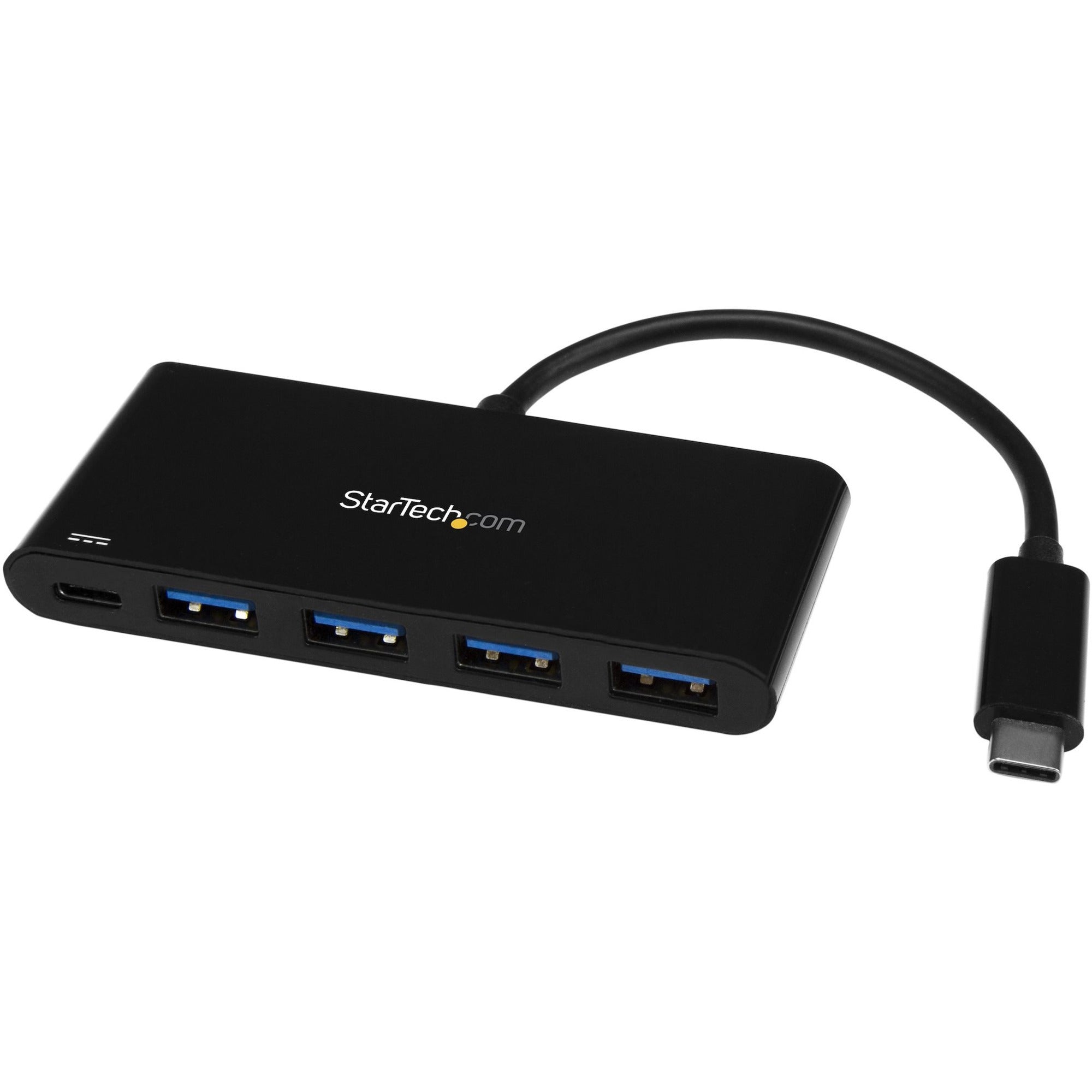 StarTech.com 4 Port USB C Hub with 4x USB Type-A (USB 3.0 SuperSpeed 5Gbps) - 60W Power Delivery Passthrough - Portable C to A Adapter Hub - HB30C4AFPD