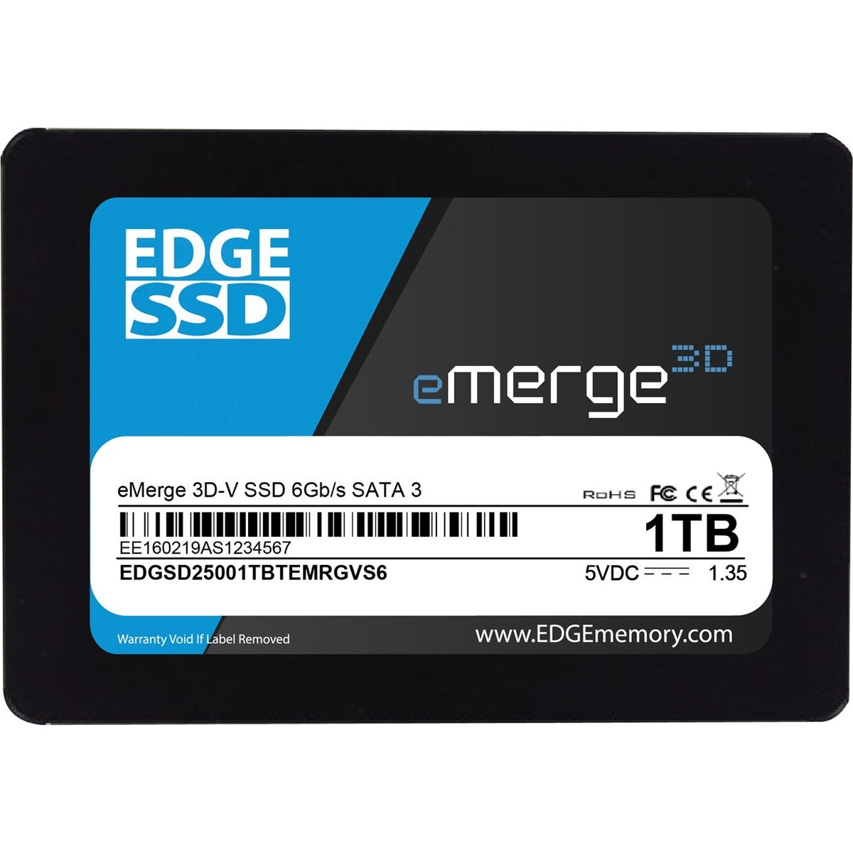 EDGE eMerge 3D-V 1 TB Solid State Drive - 2.5" Internal - SATA (SATA/600) - TAA Compliant - PE252328