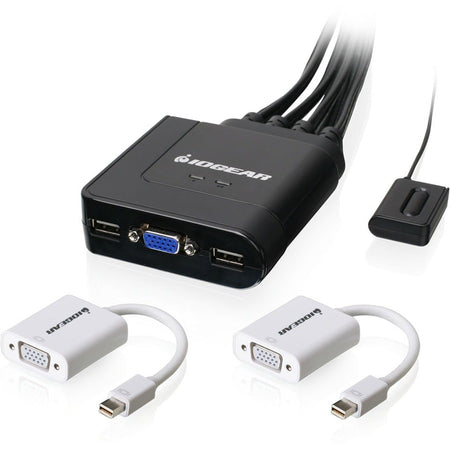 IOGEAR 2-Port USB VGA Cable KVM with Mini DisplayPort Adapters - GCS72MDPKIT