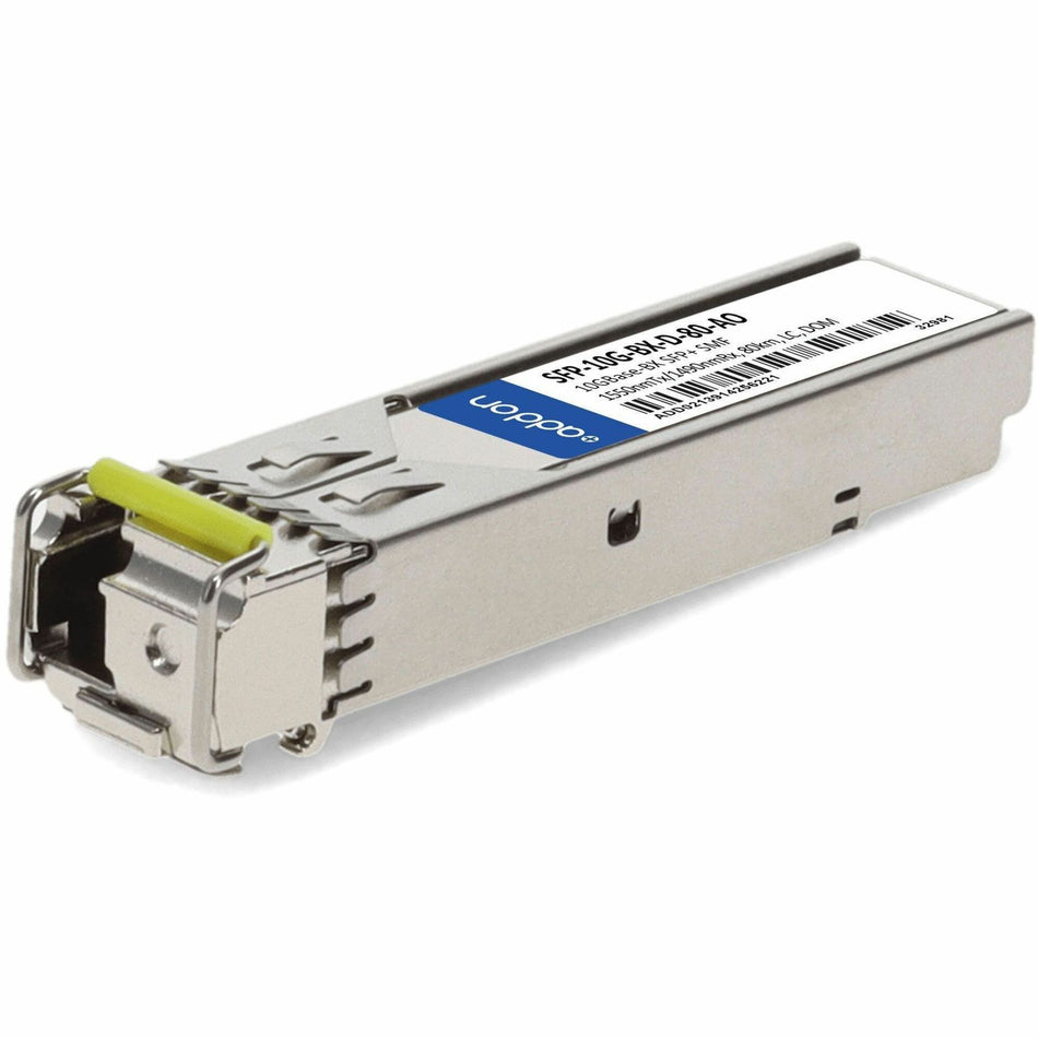 AddOn Cisco&reg; SFP-10G-BX-D-80 Compatible TAA 10GBase-BX SFP+ Transceiver (SMF, 1550nmTx/1490nmRx, 80km, LC, DOM) - SFP-10G-BX-D-80-AO