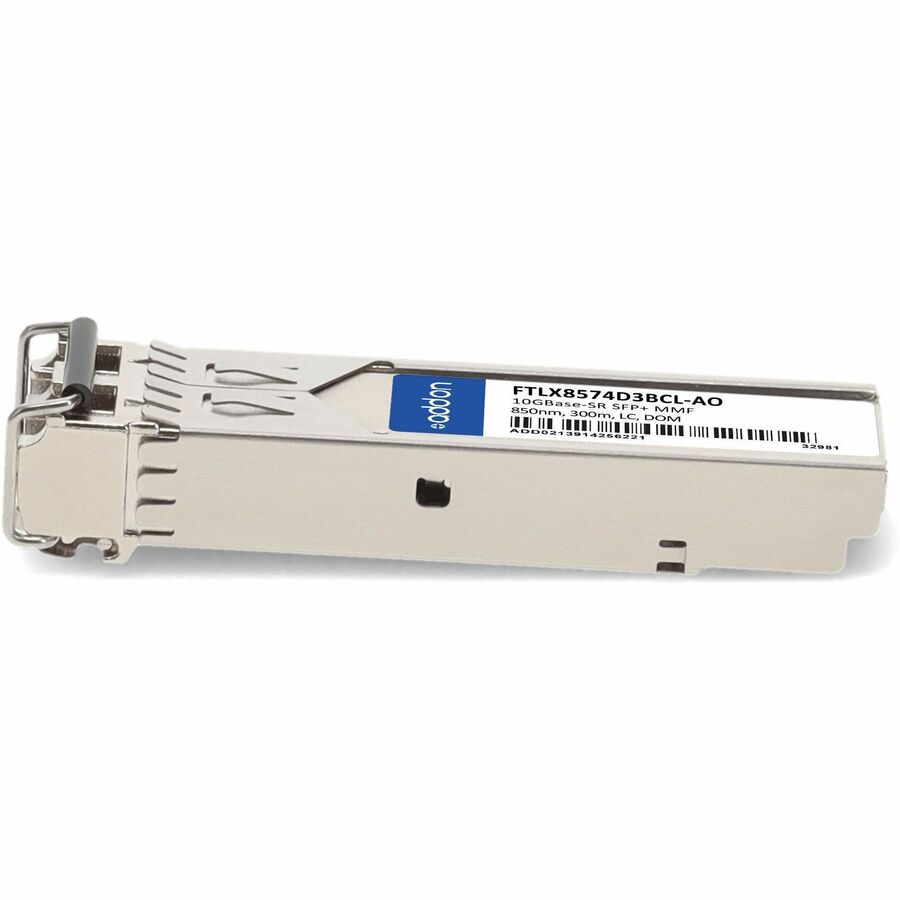 AddOn Finisar FTLX8574D3BCL Compatible TAA Compliant 10GBase-SR SFP+ Transceiver (MMF, 850nm, 300m, LC, DOM) - FTLX8574D3BCL-AO