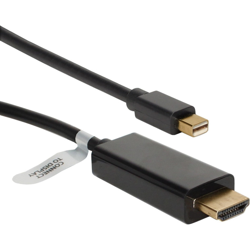 QVS 3ft Mini DisplayPort/Thunderbolt to HDMI Digital Video Black Cable - MDPH-03BK