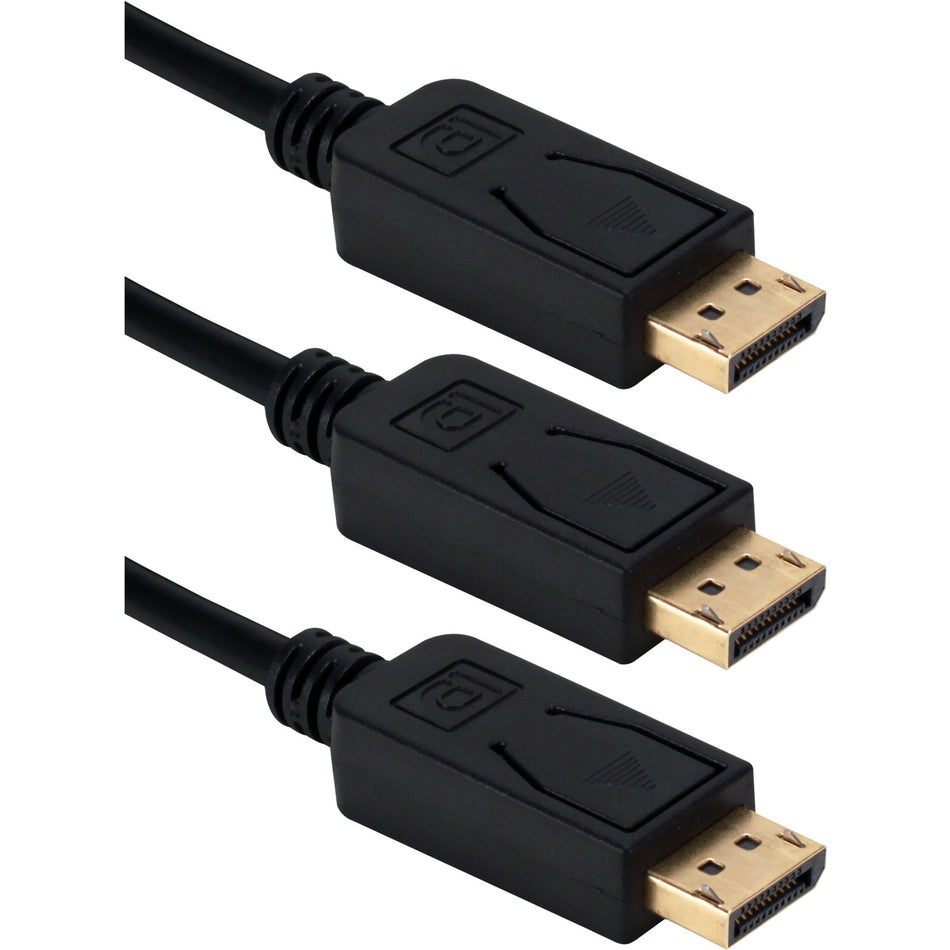 QVS 3-Pack 10ft DisplayPort Digital A/V UltraHD 4K Black Cable with Latches - DP-10-3PK