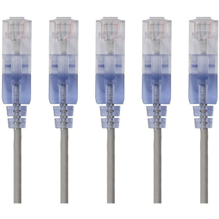 Monoprice 5-Pack, SlimRun Cat6A Ethernet Network Patch Cable, 3ft Gray - 15131