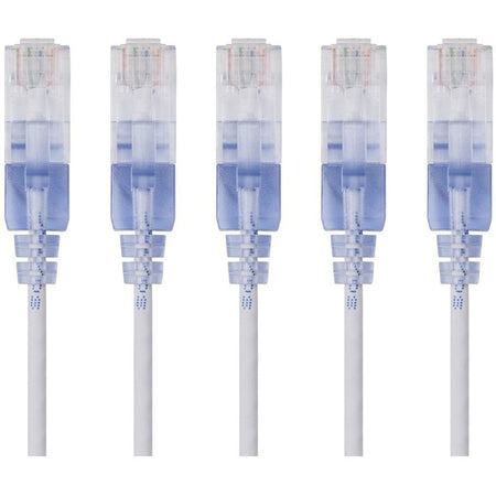 Monoprice 5-Pack, SlimRun Cat6A Ethernet Network Patch Cable, 3ft White - 15132