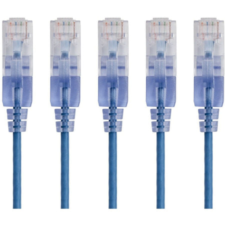 Monoprice 5-Pack, SlimRun Cat6A Ethernet Network Patch Cable, 1ft Blue - 15126