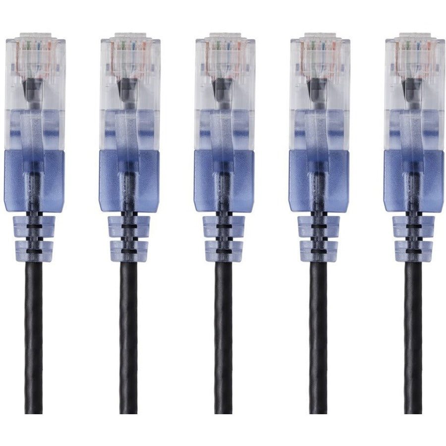 Monoprice 5-Pack, SlimRun Cat6A Ethernet Network Patch Cable, 3ft Black - 15129