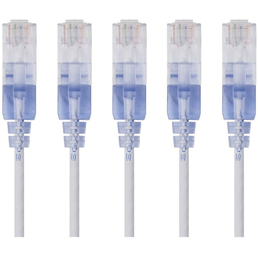 Monoprice 5-Pack, SlimRun Cat6A Ethernet Network Patch Cable, 7ft White - 15140