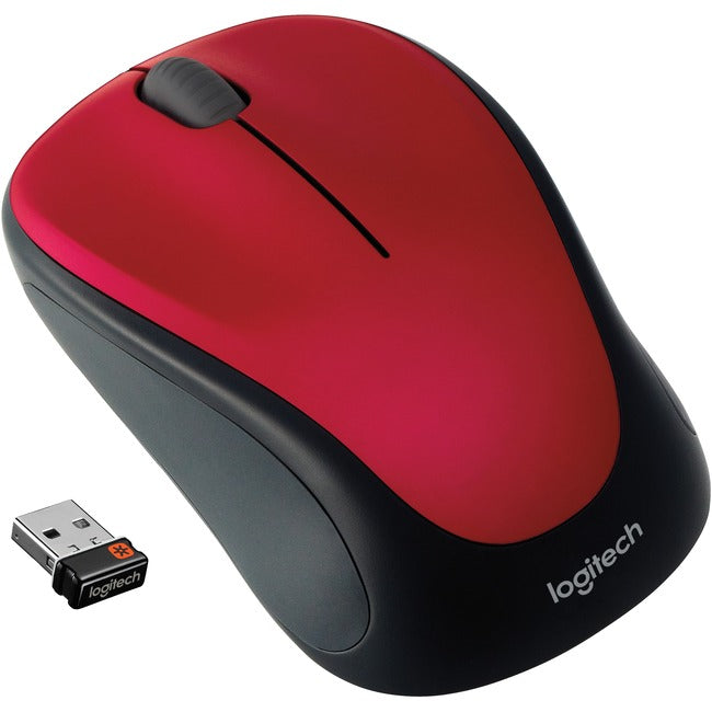 Logitech M317 Wireless Mouse, 2.4 GHz with USB Unifying Receiver, 1000 DPI Optical Tracking, 12 Month Battery, Compatible with PC, Mac, Laptop, Chromebook (Red) - 910-002893